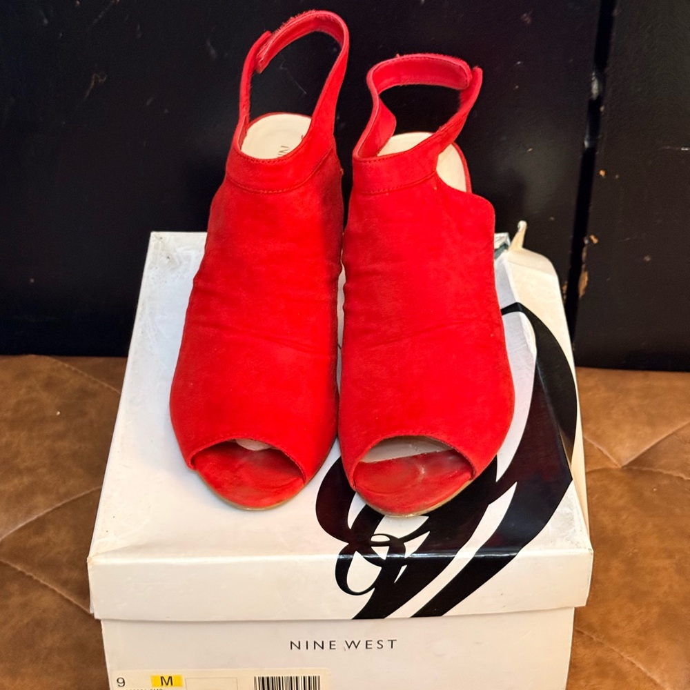 Nine West Bold Red Peep Toe Heels